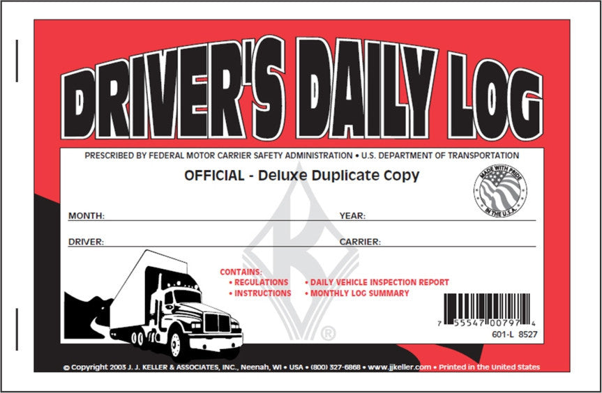 Driver's Daily Log Book w/Detailed DVIR, 70-Hour/8-Day Recap - Personalized