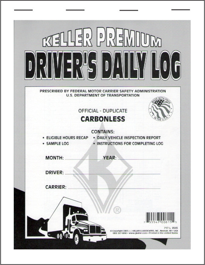 8545 (717-L) Driver's Daily Log Book w/Detailed DVIR 2-In-1