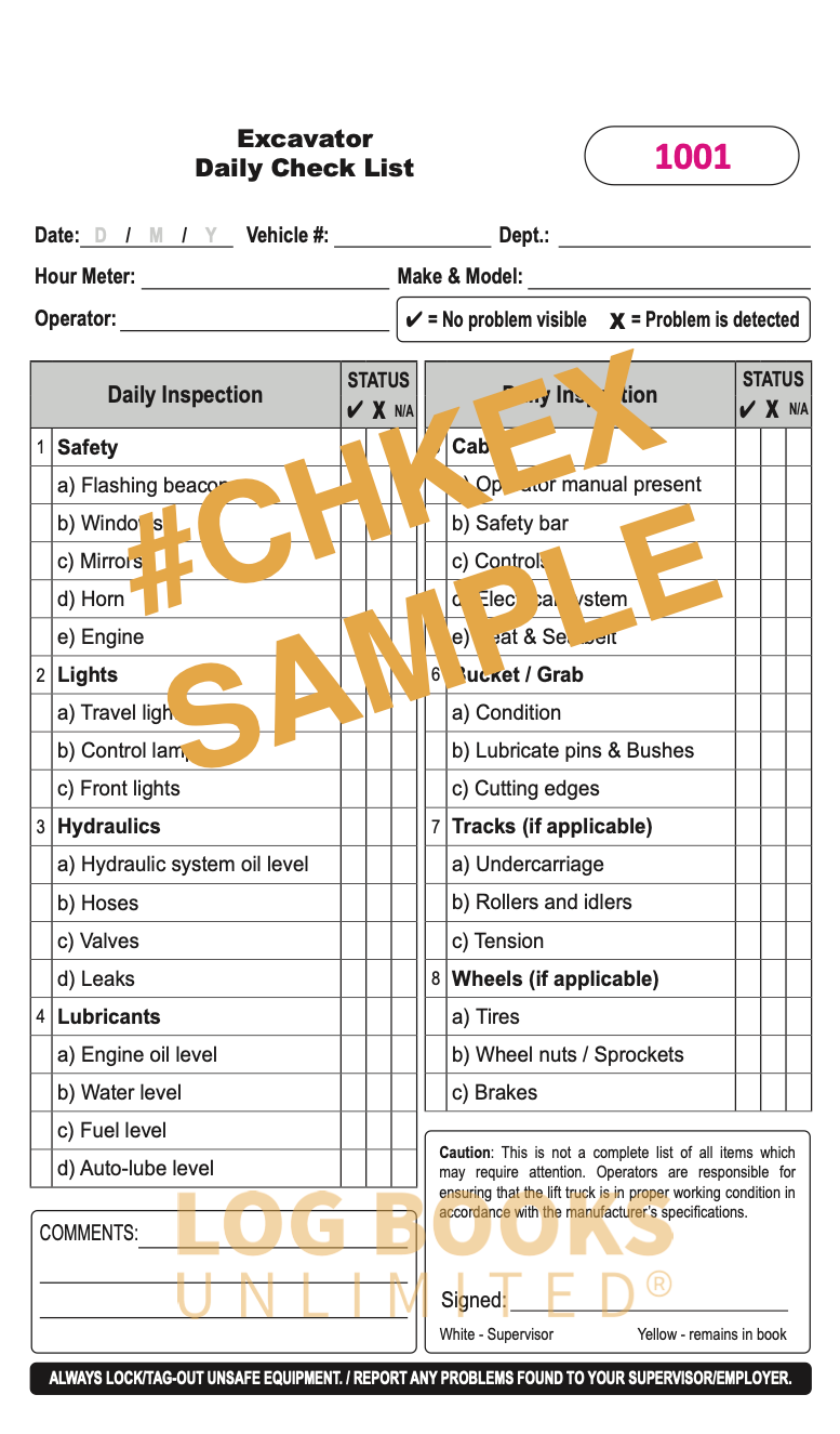 Excavator - Replacement Log #CHKEX