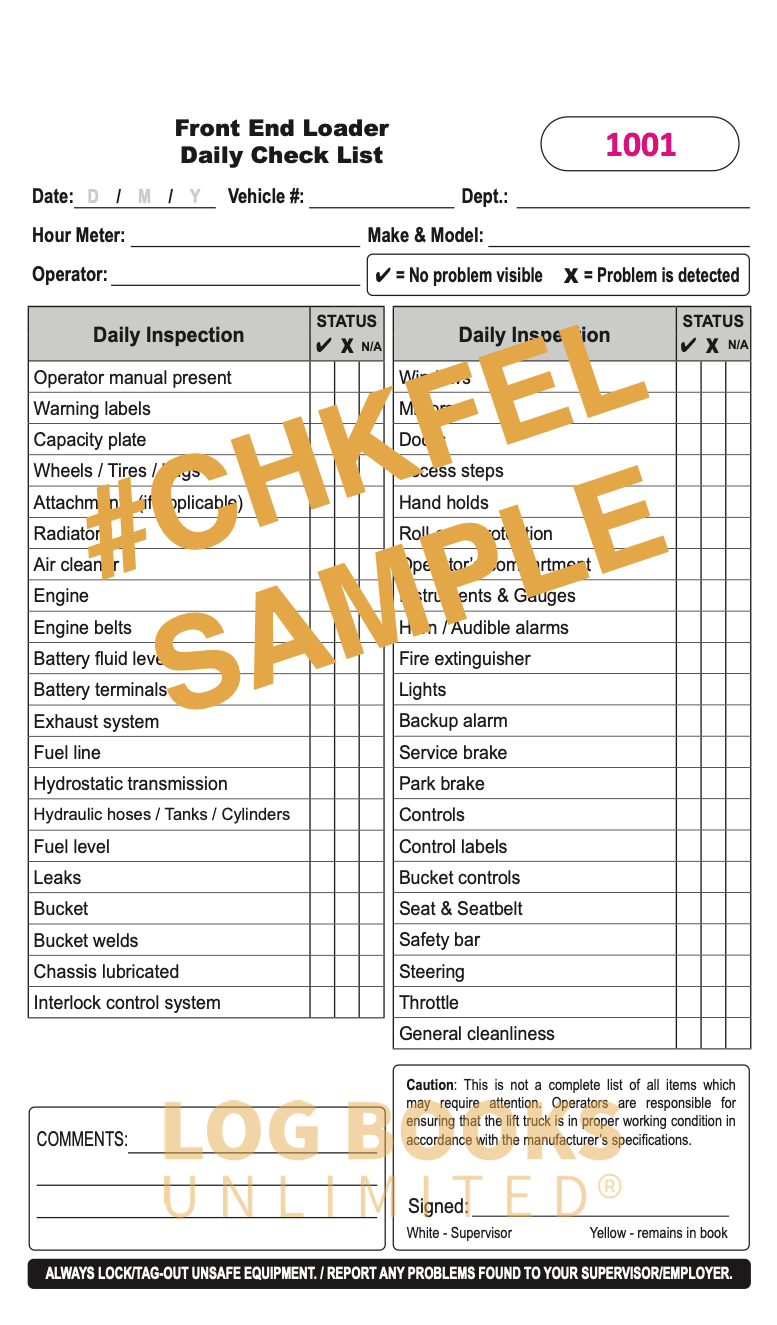 Front End Loader - Replacement Log #CHKFEL