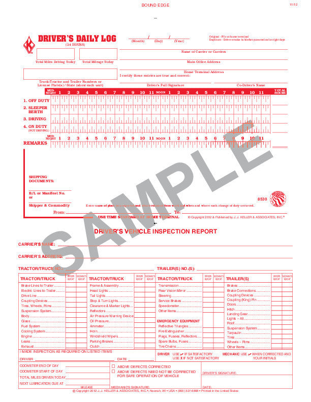 2 in 1 Driver's Daily Log Book, Duplicate driver logs